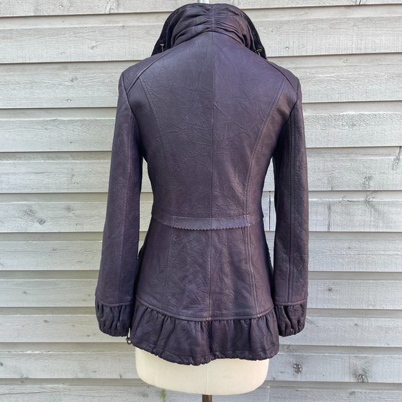 Women's Purple Leather Danier Jacket - Picture 3 of 8